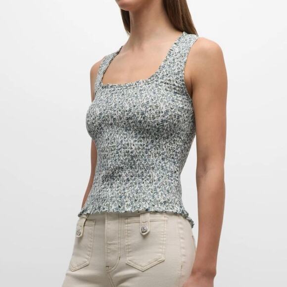 Veronica Beard Needham Floral Smocked Tank Top Large - Picture 1 of 10